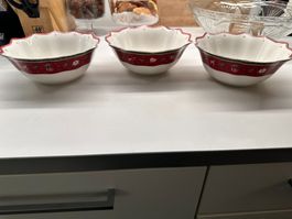 3 VILLEROY & BOCH Schale TOY'S DELIGHT rot/klein gemustert