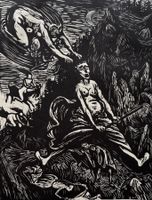 Orig. Holzschnitt, Ernst Barlach, Walpurgisnacht, Hexenritt