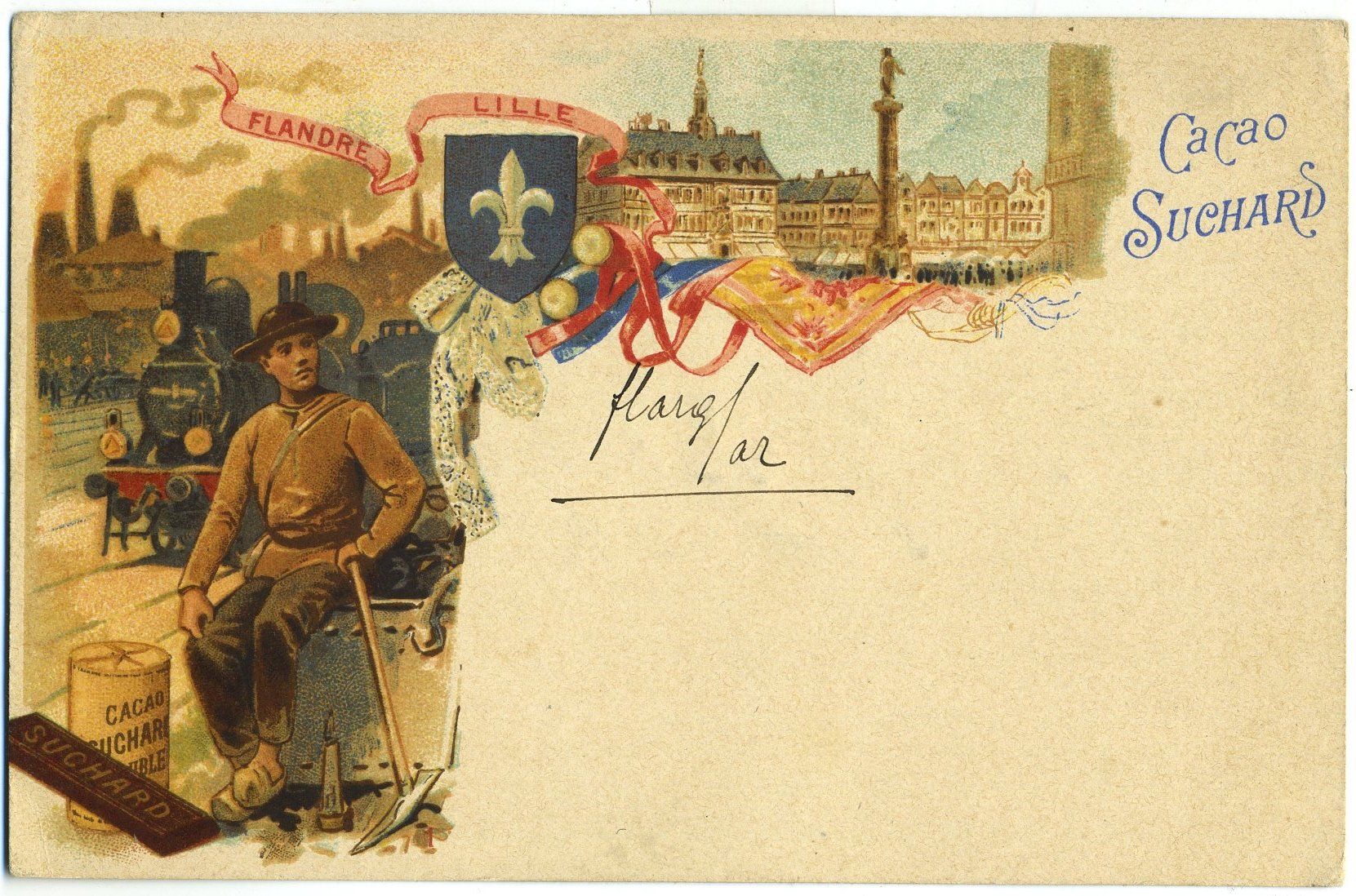 Ansichtskarten: Carte postale ancienne cacao Suchard. Vers 1900 – Gebraucht aus Versoix von HELVETICA_1
