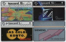 4 verschiedene gebrauchte Schweizer Kunden Taxcards
