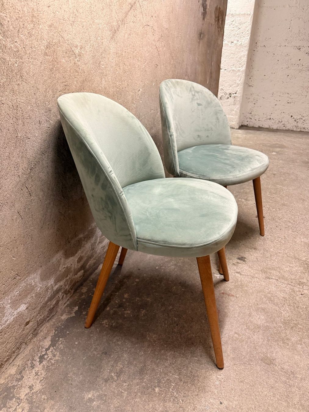Sedie: 2 Samtstühle Retro-Schalenstuhl Mint - Set – Usato da Luzern venduto da retrolic 1