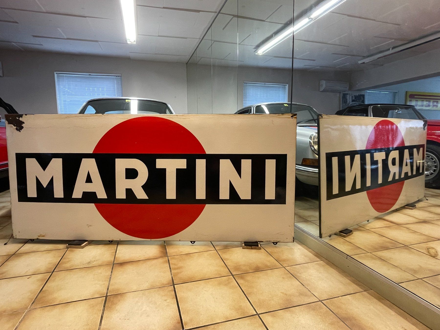 Martini Insegne: Original grosse seltene Martini Email Tafel 2 Meter Länge – Usato da Flüelen venduto da pagode2 2