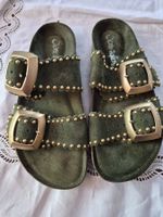 Mules en daim vert kaki Semerdjian