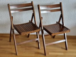 2 Vintage Holz Klappstühle - Balkon, Garten, Esstisch