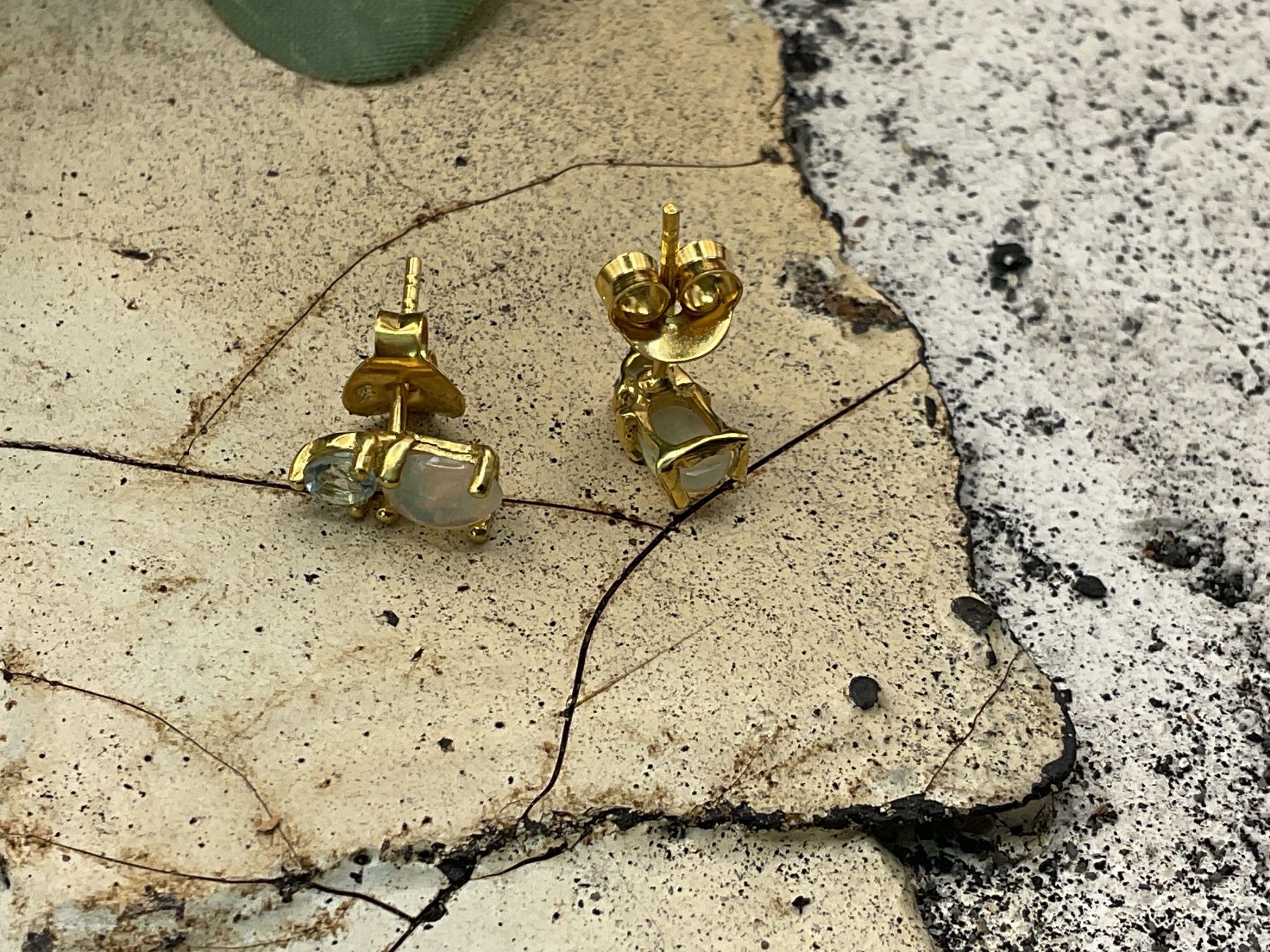 Orecchini pendenti & Orecchini a lobo: Ohrstecker mit Opal und Tops, Sterlingsilber – Nuovo (secondo la descrizione) da Luzern venduto da S.Kern01 3