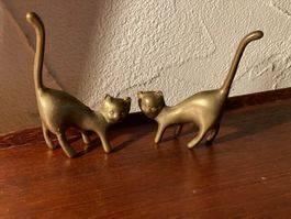 2 Messing Katzen Ringhalter