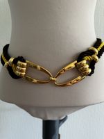Ceinture noire et dorée avec boucle dorée T.Unique