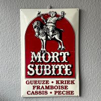 Vintage Original Mort Subite Metal Beer Bar Sign Breweriana