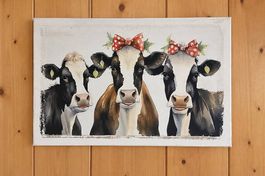 Charmantes Leinwandbild mit drei Kühen  60 × 40 cm
