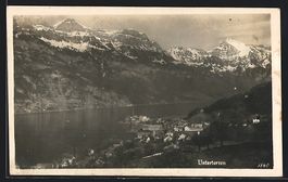 AK Unterterzen, Teilansicht mit Bergen