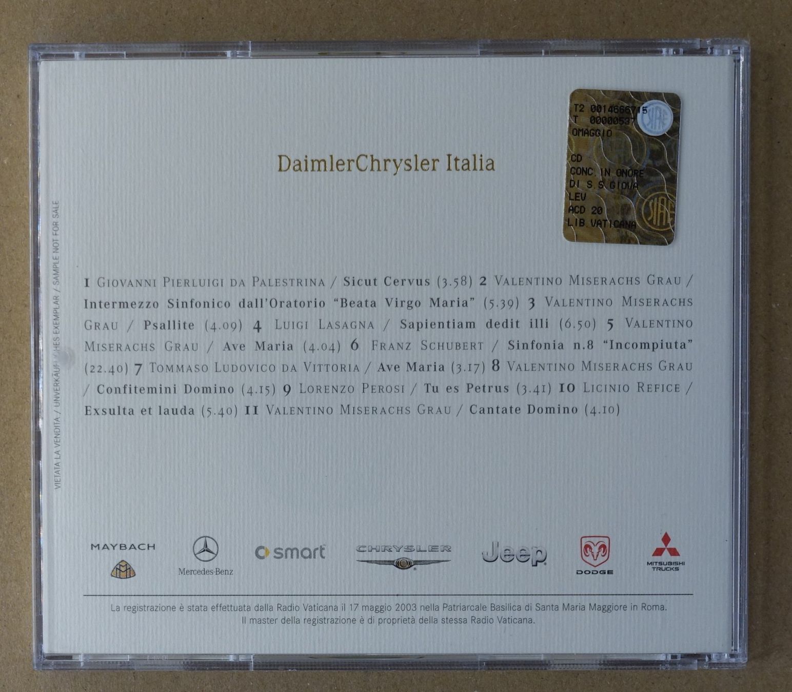 CDs: Daimler Chrysler - Sapientiam Dedit Illi - F24 – Gebraucht aus Sessa von fraenklishop 1