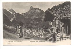 KANDERSTEG Landschaft Gelli- & Rinderhorn Bauernhaus belebt