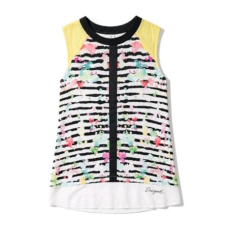 Desigual Top ärmellos bunt Gr. S Streifen Blumen