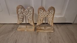 2 Holz Engel Flügel zum stellen, Shabby Chic Stil, Neuwertig