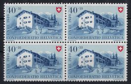 4er-Block 40 Rappen Pro Patria 1949 Kat.-Nr. B45 **