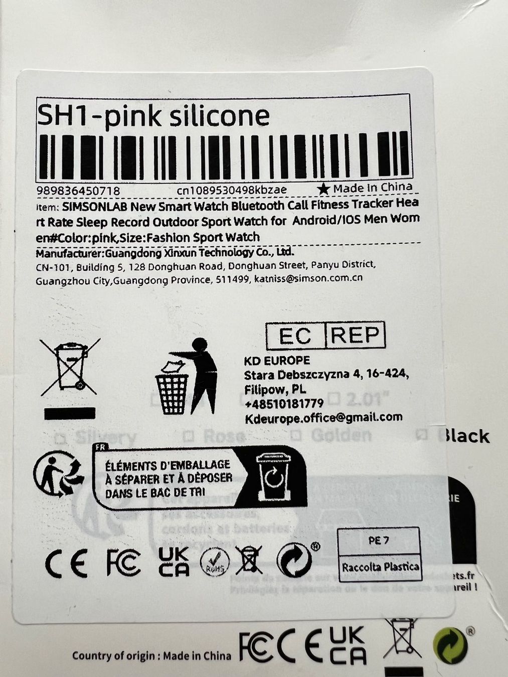 Smart Smartwatch: Smart Watch Simsonlab Pink Silikone – Nuovo e nell'imballaggio originale da Biel/Bienne venduto da vla_5t6c 3