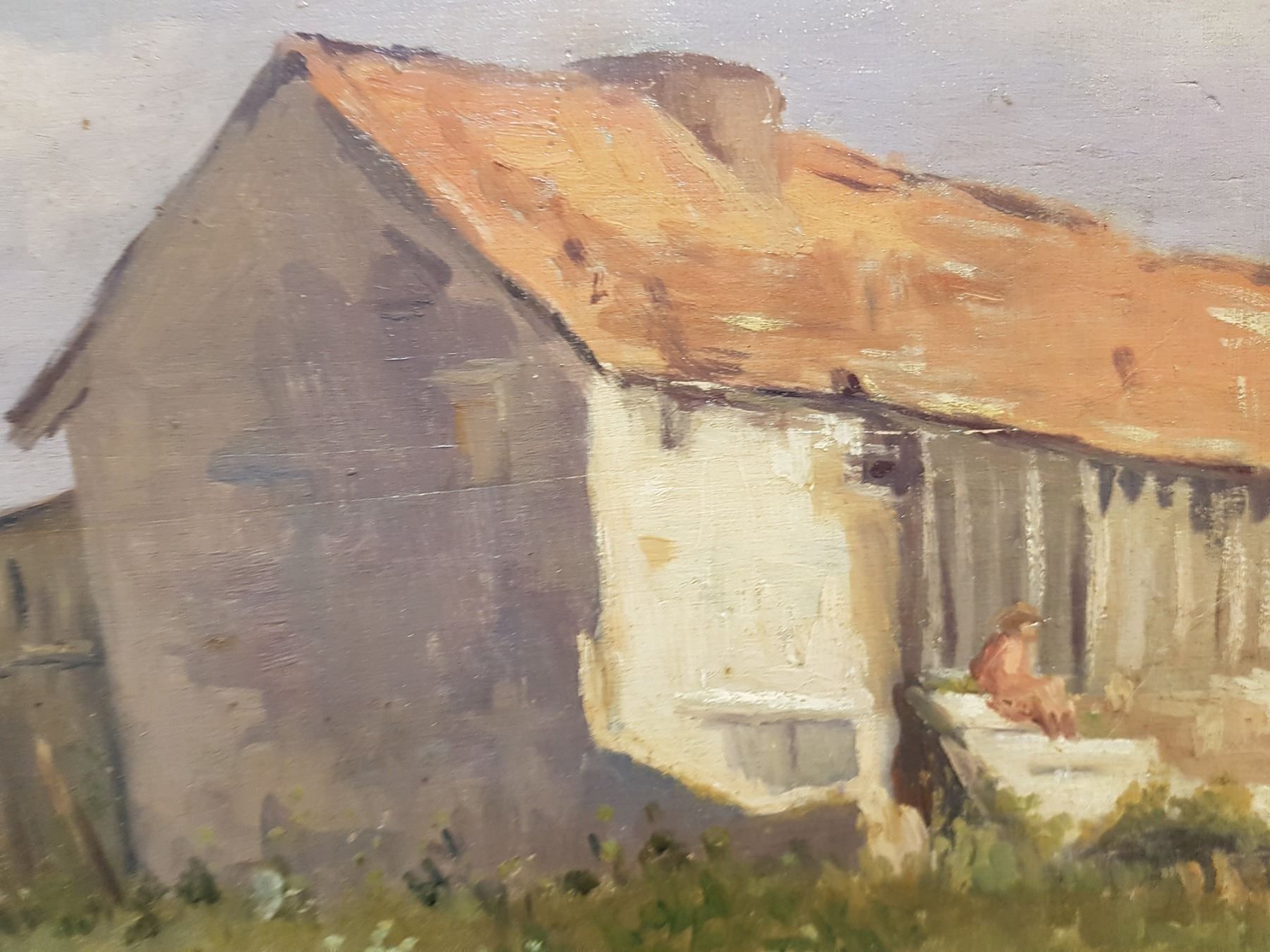Dipinti: BRÉARD(1873-c.1939)enfant devant maison – Usato da Lausanne venduto da leneko 2