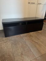 BESTA TV Bank / glas - schwarz/braun - 120 x 40