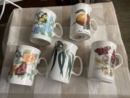 5er Set Gourmet Collection Tassen, Kräuter/Blumenmuster