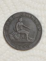Pièce rare espagnole 10 Centimos 1870 - Collectionneurs