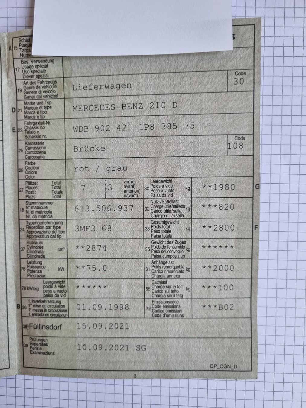Mercedes-Benz Nutzfahrzeuge: Mercedes Benz 210 D – Gebraucht aus Ormalingen von  9