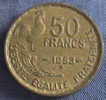 Münze 50 Francs Frankreich 1953 guter Zustand