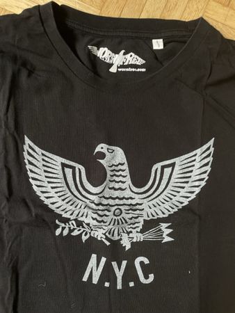 Worn Free N.Y.C. T-Shirt schwarz Adler Grösse L Wolle