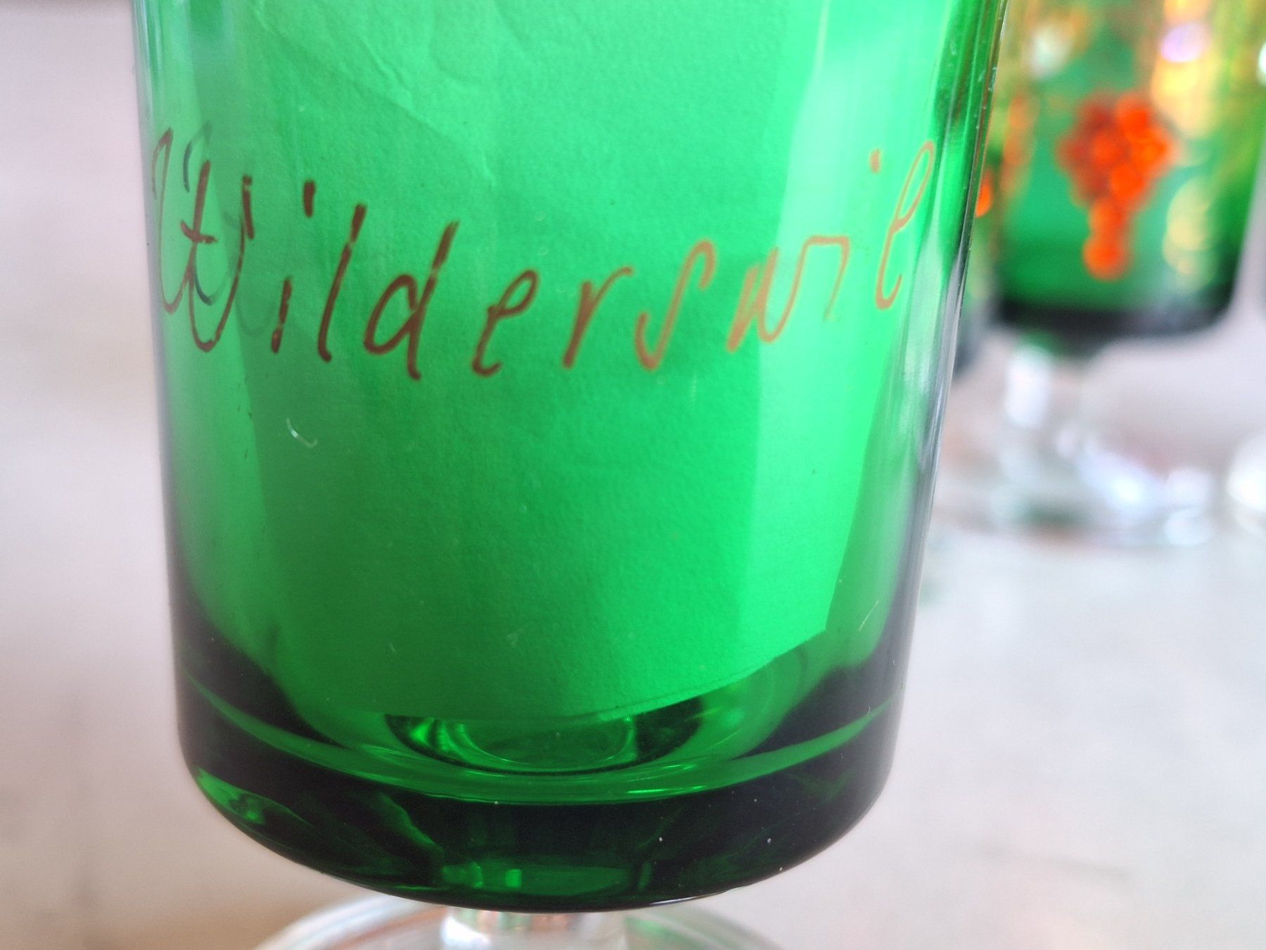 Bicchieri: 6ER SET VINTAGE SCHNAPSGLÄSER "WILDERSWIL" – Usato da Huttwil venduto da Kunterbuntli 2