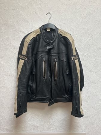 Held Motorradjacke Leder schwarz beige Grösse 54 gebraucht
