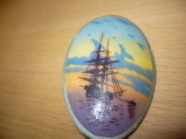 Brosche Vintage mit Segelschiff
