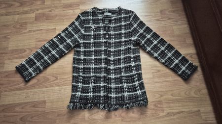 Strickjacke, schwarz/weiss, Gr. S