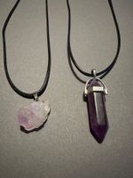 2 Amethyst Anhänger, Rohstein und Spitze, neu