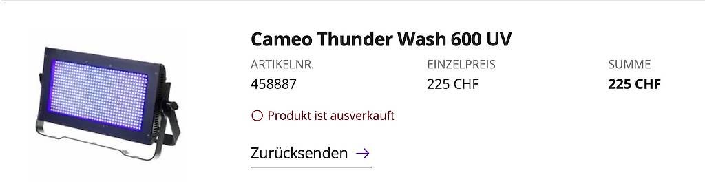 Lampade: Cameo Thunder Wash 600 UV  LED Strobe & Blinder – Usato da Zürich venduto da fab_ml6f 2