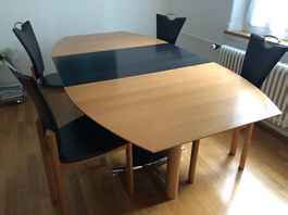 Esstisch aus Holz, variable Länge, mit 4 Stühlen