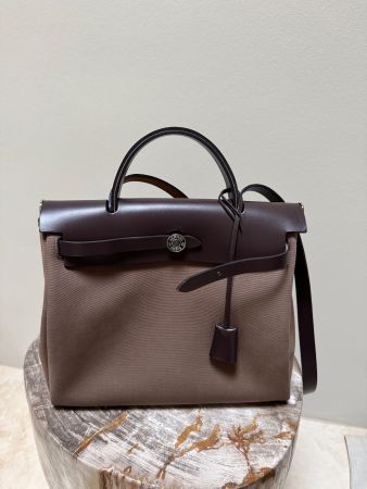 Hermès Herbag Zip Retourne 31 Etoupe/Ebene