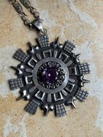Vintage Halskette mit Amethyst Anhänger, 925 Silber (70cm)