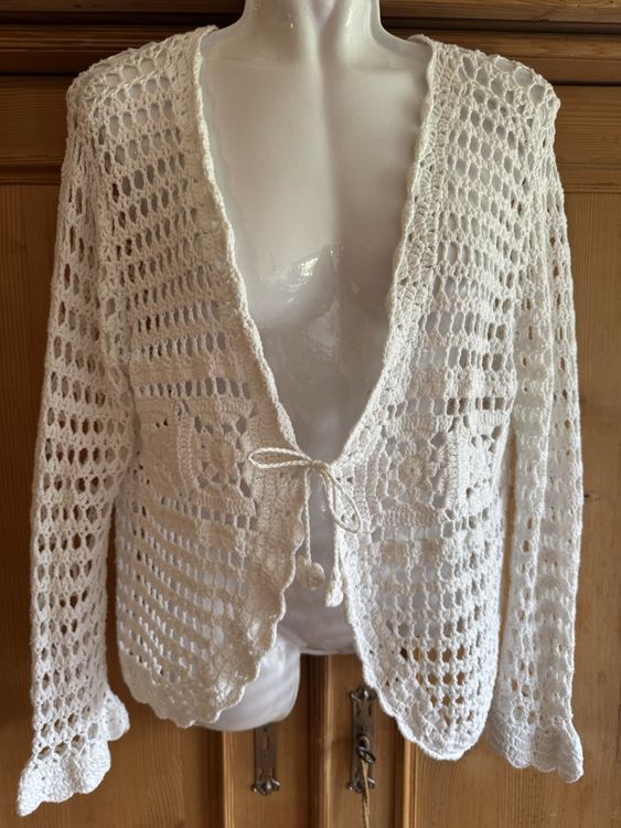Gehäkelte Sommerjacke, weiss, S, Nile (Gebraucht) in