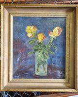 Top Art Gemälde Rosenstillleben, signiert MH, Vintage, 60er