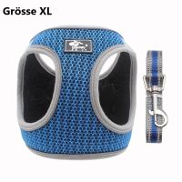 Hundebrustgeschirr Soft Mesh mit Leine - Grösse XL / Blau