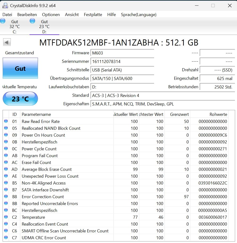 Dischi rigidi: SSD 512GB Micron M600 – Usato da Lüterkofen venduto da DAA33 2