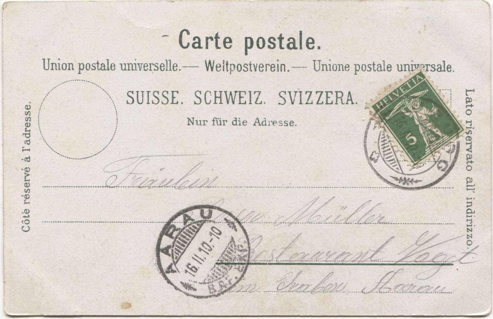 Cartoline postali: LAUFFOHR AG 1910 Lithografie – Usato da Rothrist venduto da Clanx 1