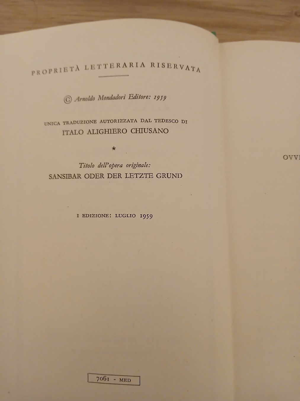Libri: Alfred Andersch - Zanzibar in Italiano – Usato da Münchenstein venduto da Ale_17 2