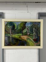 Originalgemälde "Sommerliche Parklandschaft" mit Figuren, si