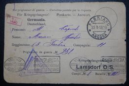 Deutsches Reich nach Italien Kriegsgefangenen Postkarte von