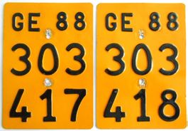 Velonummer Mofanummer Genf Genève GE 88, Folgenummern