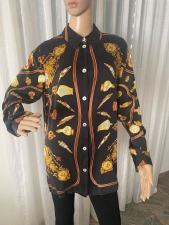 100% Seide - zeitlose PETER HAHN Klassiger Bluse, nero, 46
