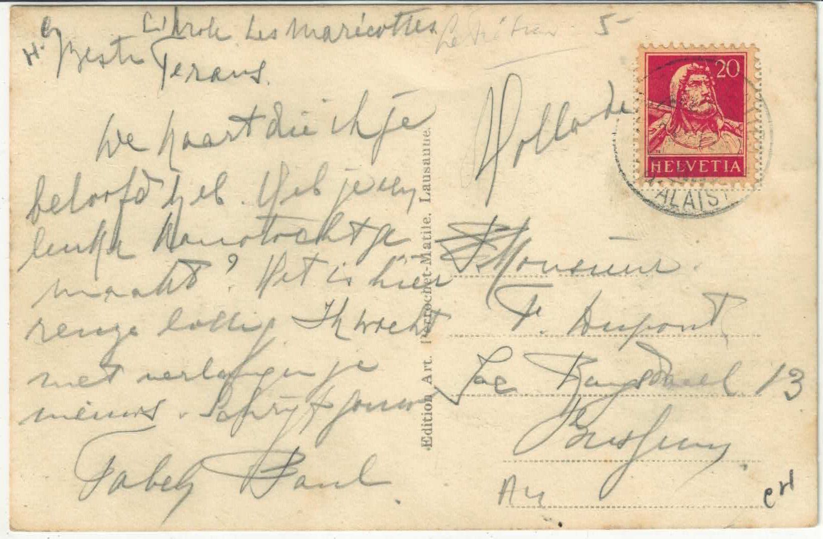 Cartoline postali: La Cretaz sur le Tretien – Usato da Ettingen venduto da Kartenplanet 1