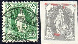 STEHENDE HELVETIA 74E 50RP  GESTEMPELT ERHALT SIEHE SCAN 20