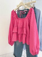 Pink Plaid Ruffle Blouse Size S New Cottagecore