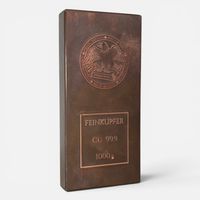 Besonderer, außergewöhnlicher patinierter Kupferbarren 1 kg